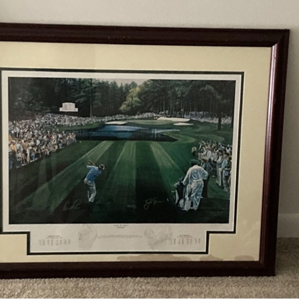 Arnold Palmer, Jack Nicklaus Framed Lithograph 1980 Masters